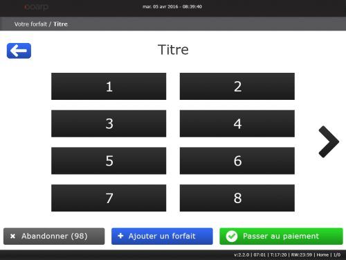 Sélection d'une borne tactile