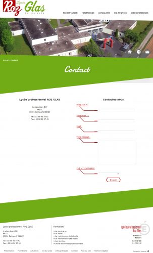 Page contact du Lycée Roz Glaz