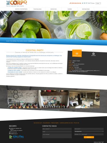 Page intérieur du site internet Becorpo
