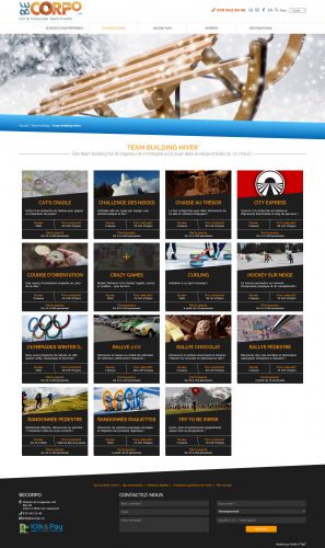 Page de liste du site internet Becorpo