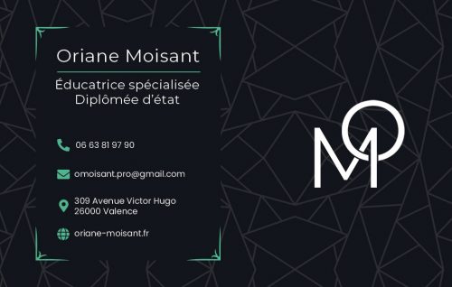 Création carte de visite, verso pour Oriane Moisant